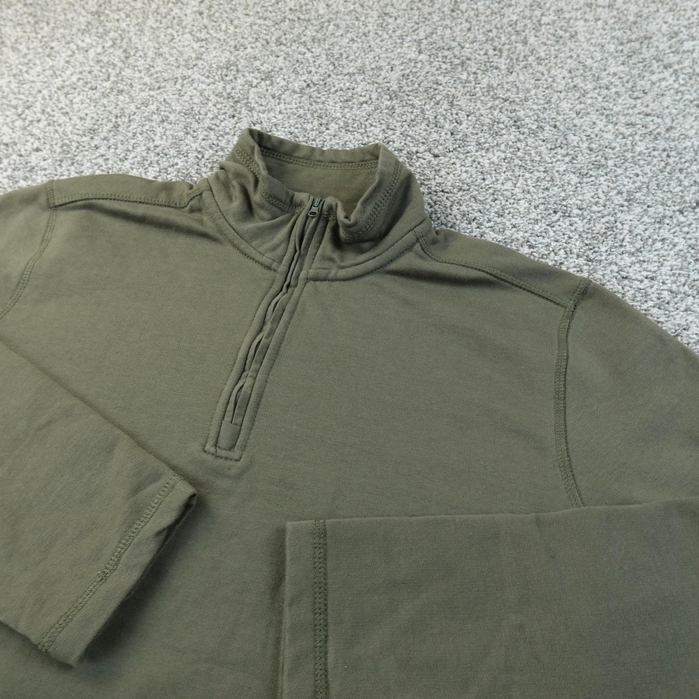 Eddie Bauer Sweatshirt Mens M Green 1/4 Zip Mock Neck Pullover Outdoor Hiking